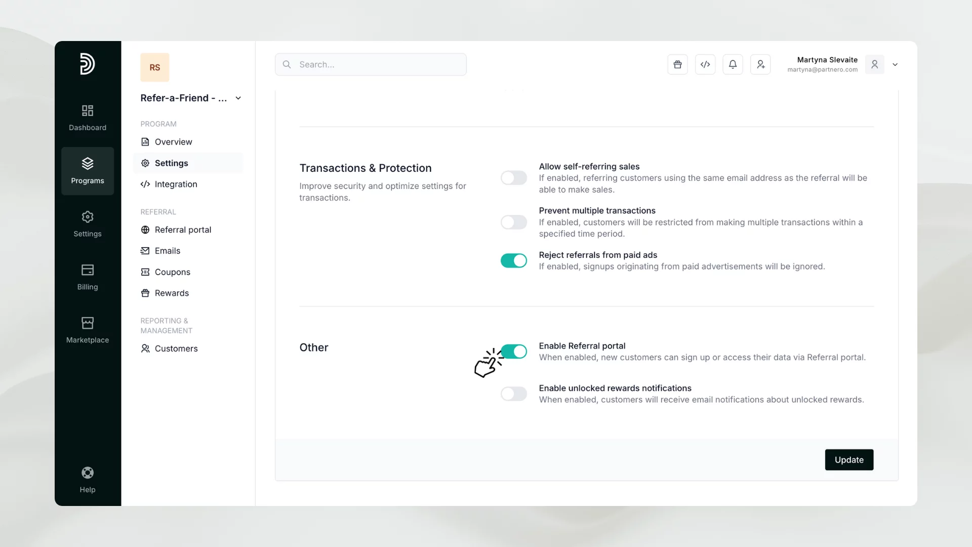 enable referral portal